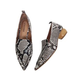 JEFFREY CAMPBELL Shoes Womens 7 Black Gray Viona Pointed Toe Snakeskin Flats